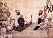 unknow artist Thakur Daulat Singh,His Minister,His Nephew and Others in a Council oil painting picture wholesale